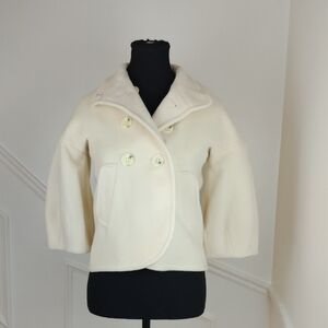 BCBGMaxAzria Bomber Jacket Wool Size XXS Cream Ivory‎